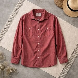 Urban Pipeline Men's Casual Red Button-Down Shirt